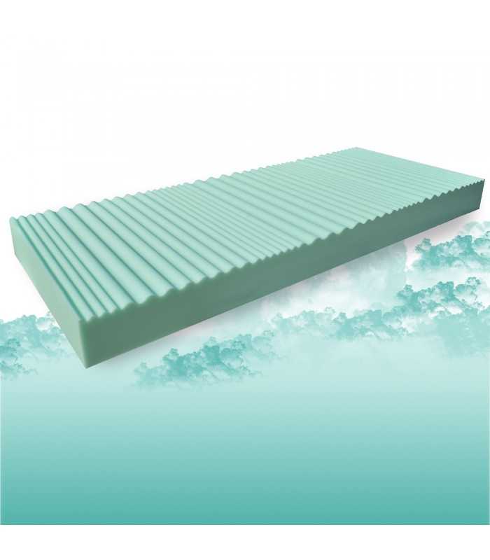 Materasso ecologico OCEAN H19 cm interno onda 7 zone, 3 cm Memory, ECO FRIENDLY, tessuto riciclato certificato. DETRAIBILE