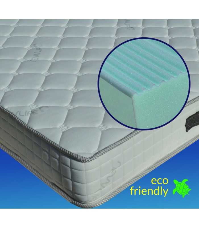 Materasso ecologico OCEAN H19 cm interno onda 7 zone, 3 cm Memory, ECO FRIENDLY, tessuto riciclato certificato. DETRAIBILE
